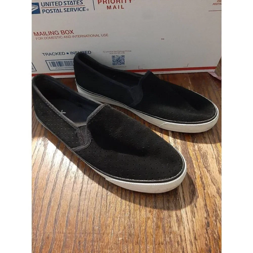 Size 10 American Eagle Black Leather Suede Slip On Estilo 3254 Casual Shoes